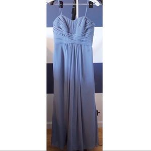 Steel blue bridesmaid gown
